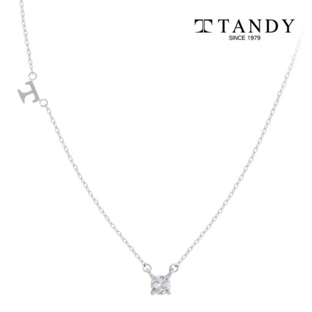 [TANDY] T Initial Zirconia Pendant Necklace TDN607S - Lightweight Stainless Steel, Comfortable Wear with Sparkling Zirconia Cubic Points for a Chic Touch